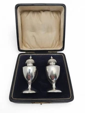 Pair Of Birmingham Silver Salerons 1911