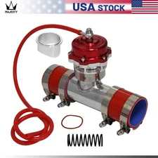 50MM 35PSI Boost V-Band Turbo Blow Off Valve BOV+2.5'' Flange Pipe Hose Kit Red