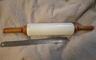 Antique Milk Glass Rolling Pin,  Handles, Imperial, 1921, Ohio, USA