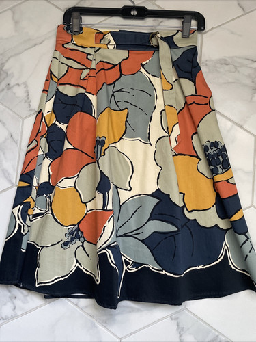 anthropologie Tabitha Skirt Sz 2 P Cotton Floral Funky Artsy Midi Boho