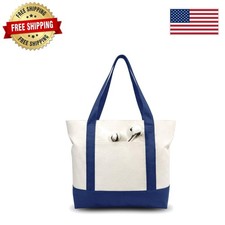 Eco-Friendly Blue/Natural Reusable Tote Bag - Perfect for Shopping  Travel