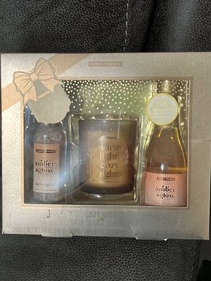 Scent Theory Cozy Nights Bath Soak, Bubble Bath & Candle Set Amber Woods 3pc