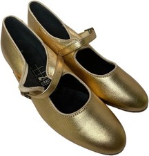 Tic-Tac-Toes Dance Genuine Leather Shoes Women  s Gold 7.5 M Made In USA
