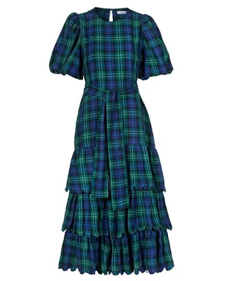 Rae Feather Dress Penelope Navy/Green Tartan Christmas Party UK 12 BNWT £220 - Image 1 of 4