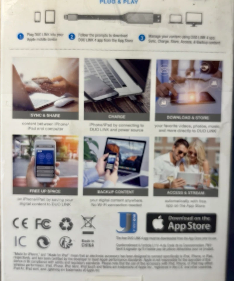 PNY Duo Link 64GB USB 3.0 OTG Flash Drive 4,Lightning Devices iPhone/ipad, NEW! - Image 3 of 4