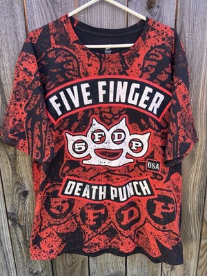 Five Finger Death Punch Hanes ComfortSoft Heavy Red Black All Over Print Size XL