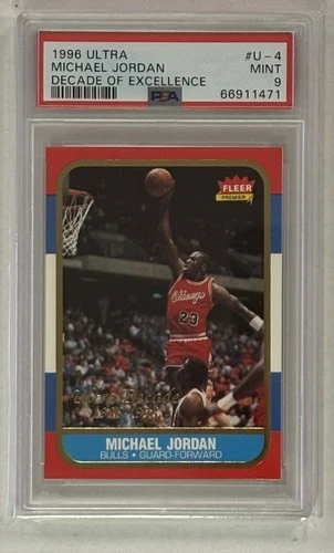 1996 FLEER ULTRA DECADE OF EXCELLENCE MICHAEL JORDAN CARD PSA 9 MINT #U-4