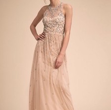 NEW ANTHROPOLOGIE BHLDN GINNY MAXI DRESS SEQUIN EMBELLISH GOWN 10