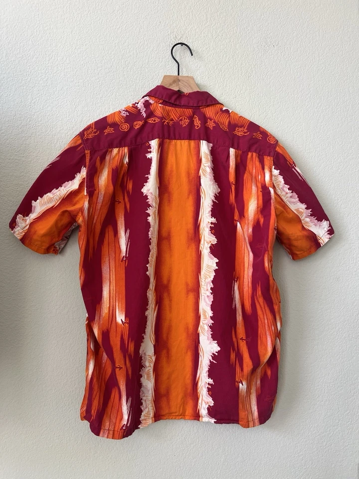 Гавайская рубашка Kamehameha мужская размер средний винтажный 50-е цветочный узор дерево на пуговицах - Изображение 4 из 4