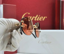 New Cartier Rimless decor c sunglasses gold plated metal Frame glasses CT0551S