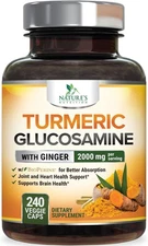 Turmeric Curcumin Supplement 2000mg, with Glucosamine Chondroitin - Ginger & 95%