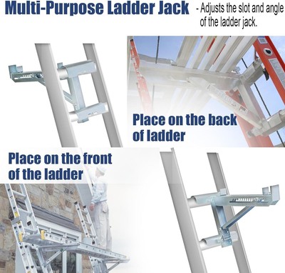 2-Pack Short Body Ladder Jacks - 260 Lb Capacity Silver Steel Scaffolding Supports