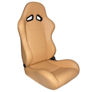 2x Tanaka Universal Premium Tan PVC Leather Reclining Racing Seats - With Sliders