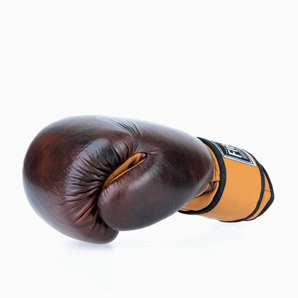 TOP TEN PRO Fighter Boxing Gloves RETRO BROWN LEATHER 12oz 14oz 16 oz Hand Sewn - Image 3 of 4