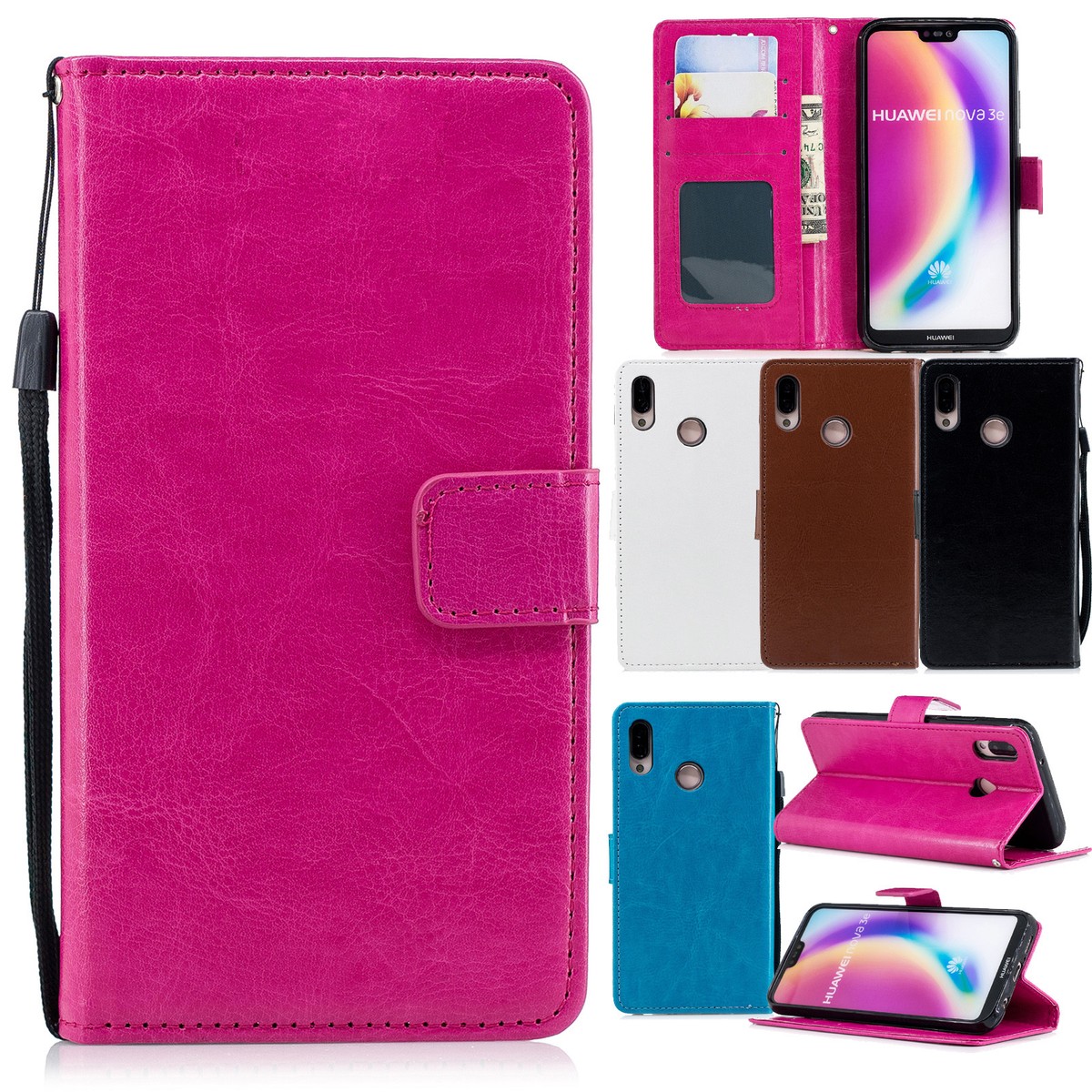 Luxury Leather Wallet Flip Stand TPU Case Cover Card Holder For