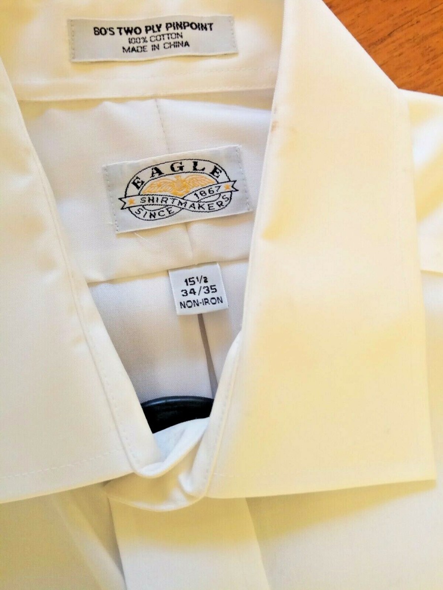 eagle white dress shirts Eagle Shirt Makers Mens White Dress Shirt Size 15.5 34-35 Non-Iron New Opened