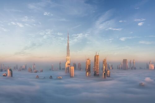 Fototapete DUBAI-VLIES (6297E)-Wolken Himmel Skyline Wolkenkratzer Fotokunst XXL - Bild 1 von 1