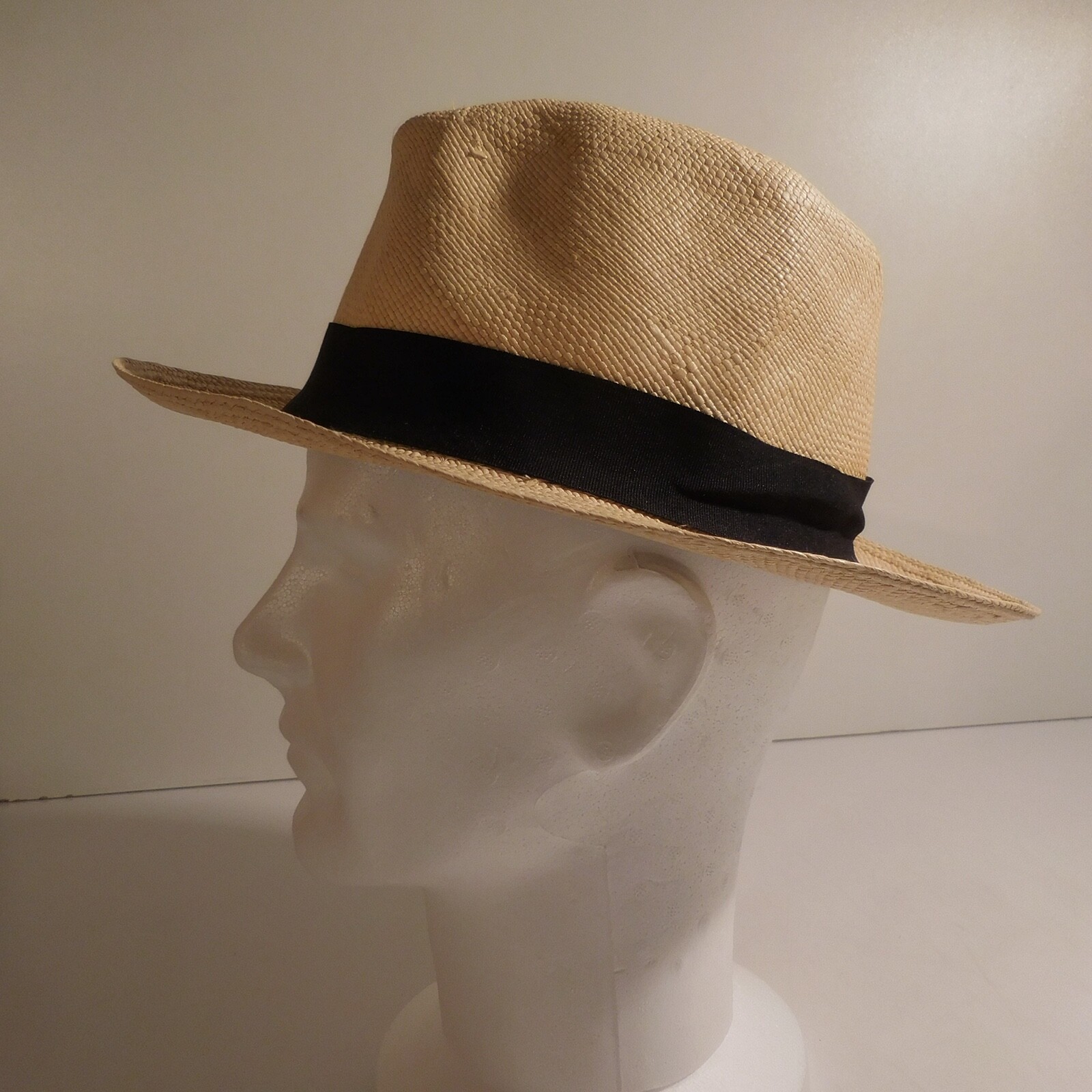 Montecristi Genuine Panama Hat Yellow Handmade For Women Men Art Deco N4671