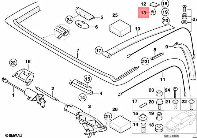 Genuine BMW E30 E36 E52 Z3 Cabrio Convertible Top Plate Clip OEM  