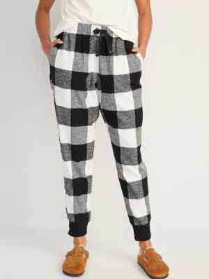 NWT Old Navy Printed Flannel Jogger Pajama Pants Black Buffalo