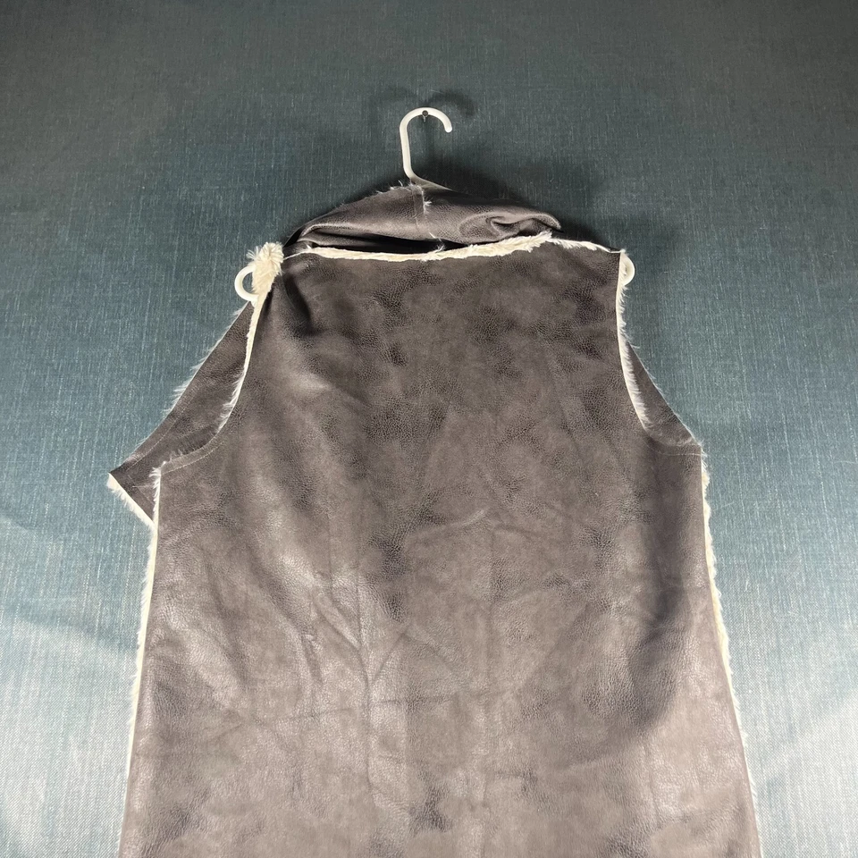 Chaleco de piel sintética Saks Fifth Avenue para mujer talla M marrón forrado cuello frente abierto Foto 3 de 4