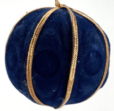 Vintage Blue Velvet With Gold Trim Christmas Ornament 1970s Handmade