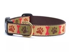 Up Country Dog Collar, Pawprints Adjustable, Made In USA, XXL 17-26" 1" wide