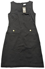 VINCE CAMUTO Spring Shift Dress Sleeveless Black & Gold Buttons Women Size 2 NEW