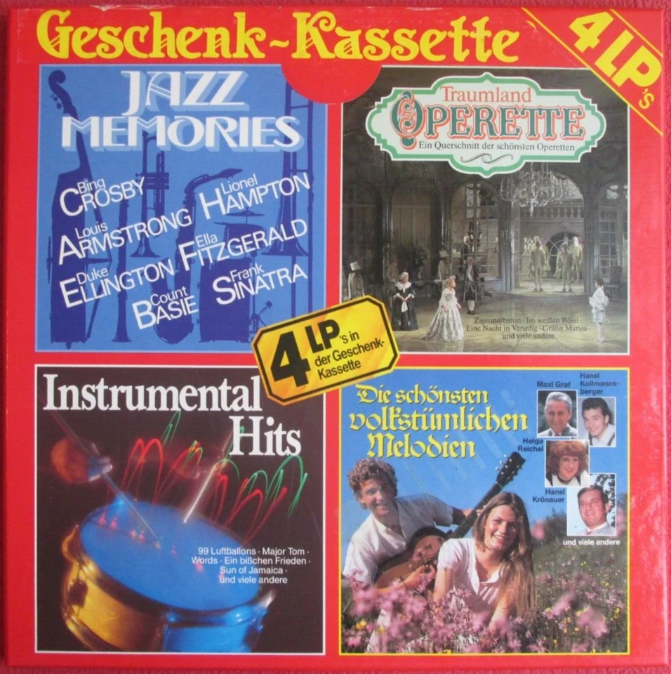 Geschenk Kassette 4 LP BOX Vinyl Jazz Memories / Instrumental Hits / Operette um - Bild 1 von 2