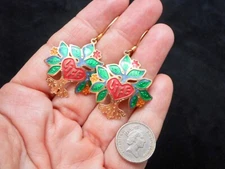 Vintage Gold Tone "TREE of Life" Colorful Pierced Earrings