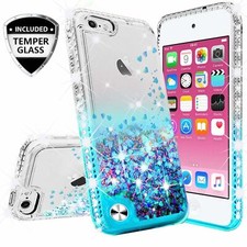 For iPod Touch 6th  7th Gen Hybrid Luxury Liquid Glitter Bling Phone Case Cover