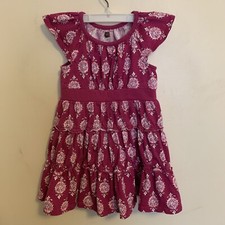 Tea Collection Girl Twirl Dress Size 2 100% Cotton Magenta Color 