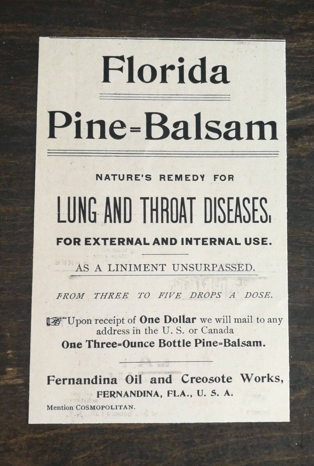 Vintage 1895 Florida Pine-Balsam 2021new shipping free shipping 67% OFF of fixed price Lung Diseases Ori Cure Throat