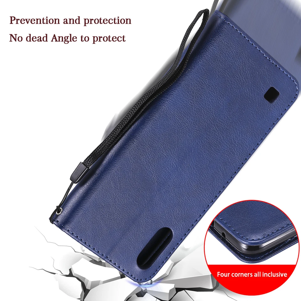 Solid Retro PU Leather Flip Wallet Case Phone Cover for Huawei Y7 Y5 Y9 Y5P Y6P - Image 2 of 4