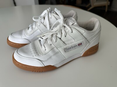Reebok Men s Workout Plus CN2126 White Leather Classic Gummed Sneaker Size 6.5