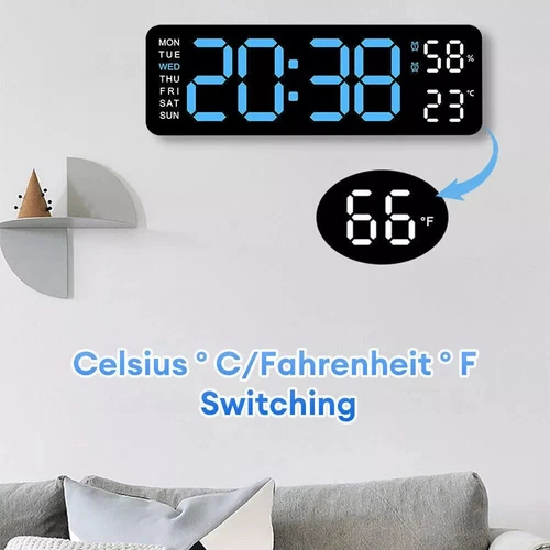 LED Large Digital Wall Desk Clock Desk Alarm Clock Temperature Date Week Display - Picture 10 of 15