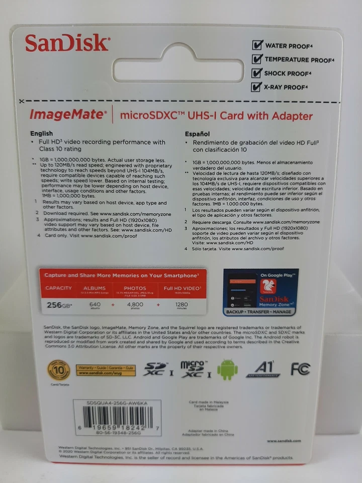 Tarjeta MicroSDXC SanDisk ImageMate 256 GB con adaptador - ¡Nueva sellada de fábrica!!! Foto 3 de 4