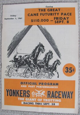 1961 Yonkers Raceway Official Program Horse Racing Pacers Trotters