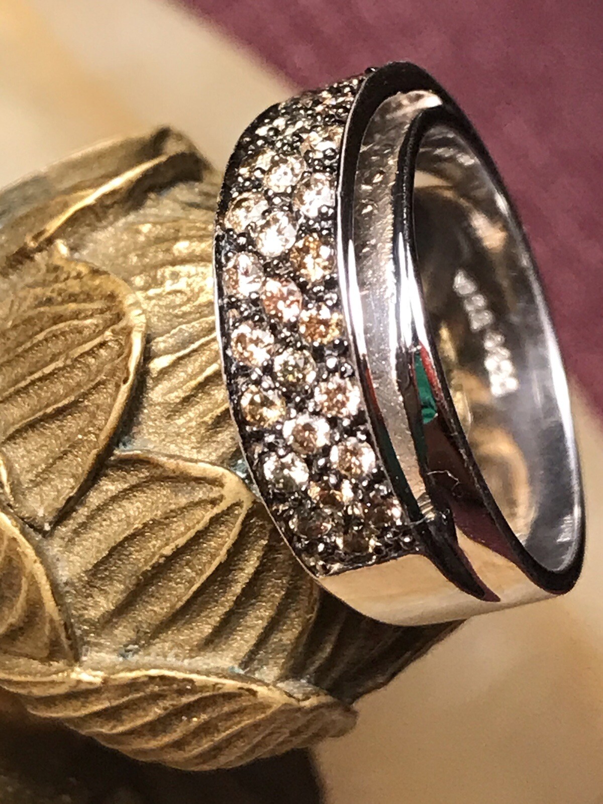 Estate Dazzling Champagne Real diamond Band ring 925 … Gem