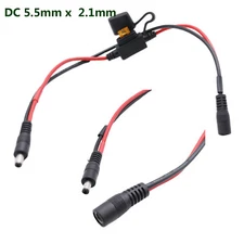 5.5 x 2.1mm Male to Female DC Power Cable with 5A Fuse for LED Strip CCTV Camera
