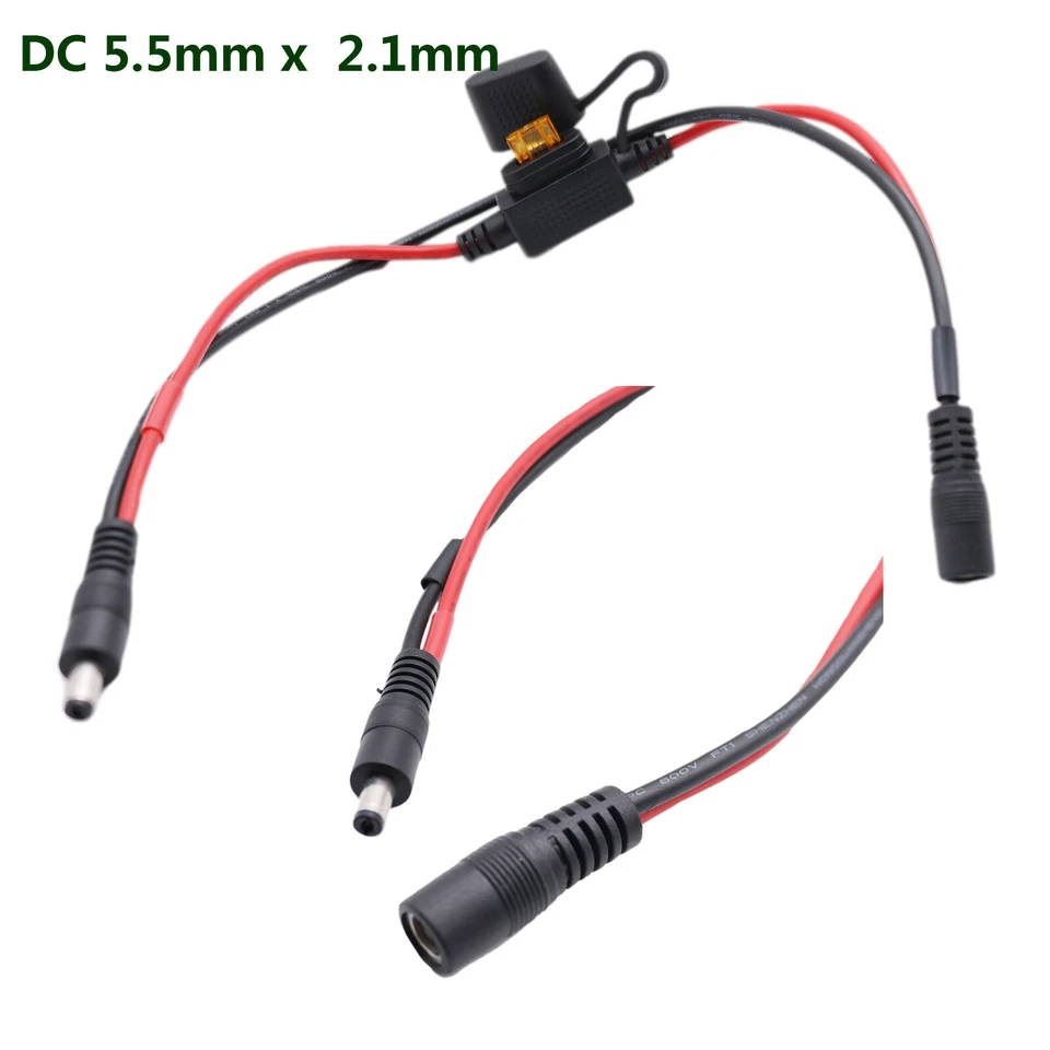 10x DC 5.5mm x 2.1mm Male to Female Power Cable w/ 5A Fuse LED Strip CCTV Camera - Image 2 of 4