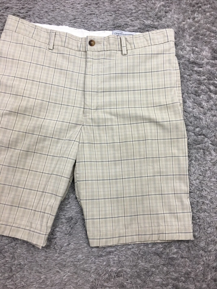 Pantalones Cortos Chinos Greg Norman Para Hombre Talla 34 Beige Claro Poliéster A Cuadros Foto 2 de 4