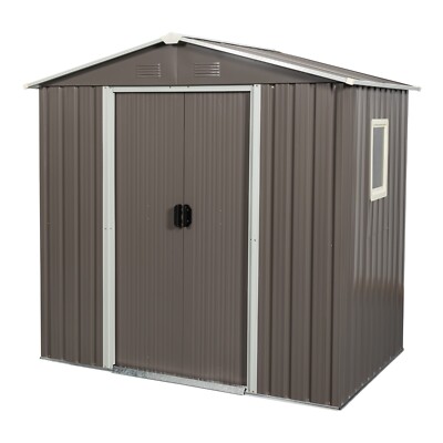 6'x5' Outdoor Metal Storage Shed Tool Shed with Vent & Sliding Doors Patio Gray