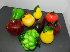 VTG Murano Style Art Hand Blown Glass Various Fruits  Vegs Lot Of 9 