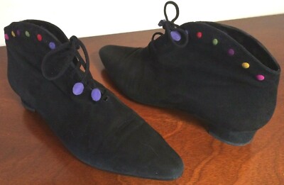 Women s IDEA STUDIO Black/Multi-Colored Suede Ankle Boots 8.5 B (Runs Narrow) sd