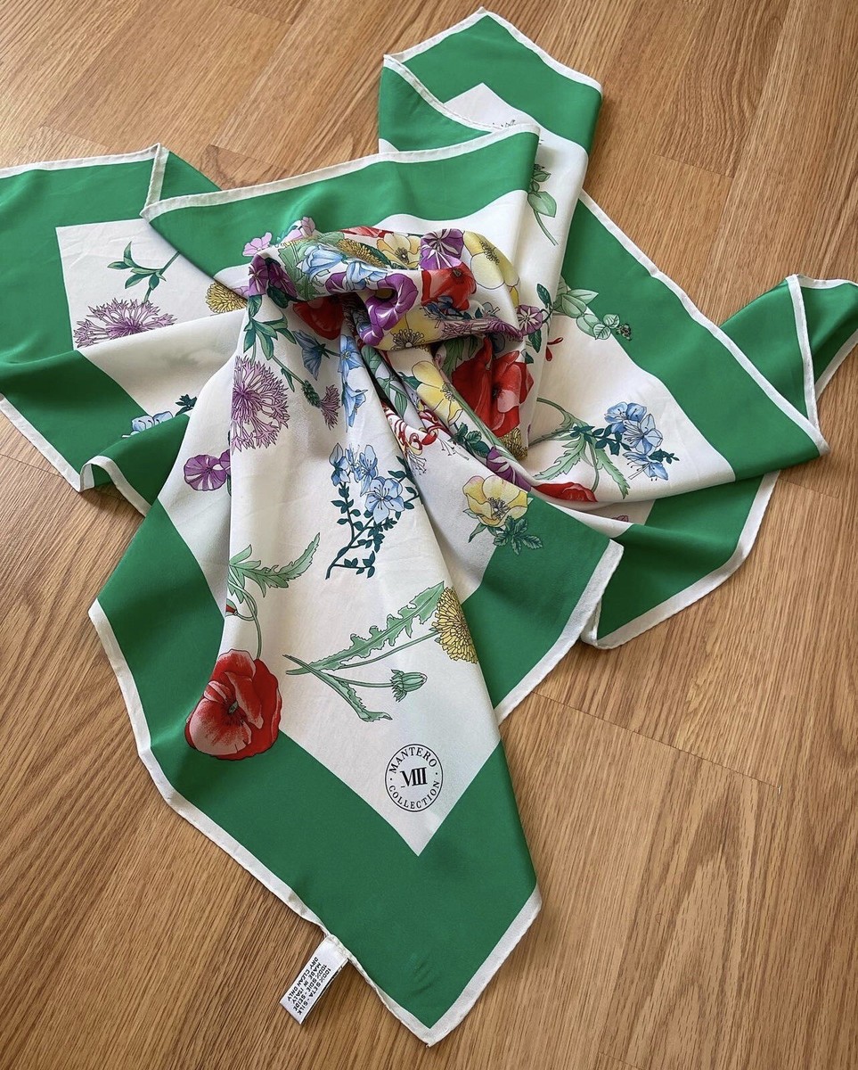 【MANTERO/マンテロ】 FLOWER SILK SCARF Mantero Collection Vlll Vintage Silk Scarf Flora | eBay