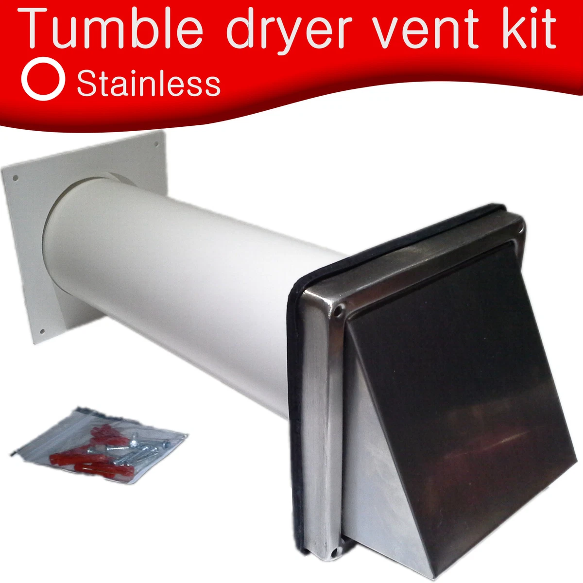 Stainless steel cowl 100mm 4u0026#034; round universal tumble dryer wall core  vent kit | eBay