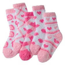 Coquette Romantic Love Heart Fuzzy Socks for Kids Christmas 13-18 Years Pink