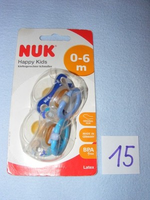 2 ältere NUK Schnuller / Beruhigungssauger '' Happy Kids '' ca. von 2015  Nr. 15