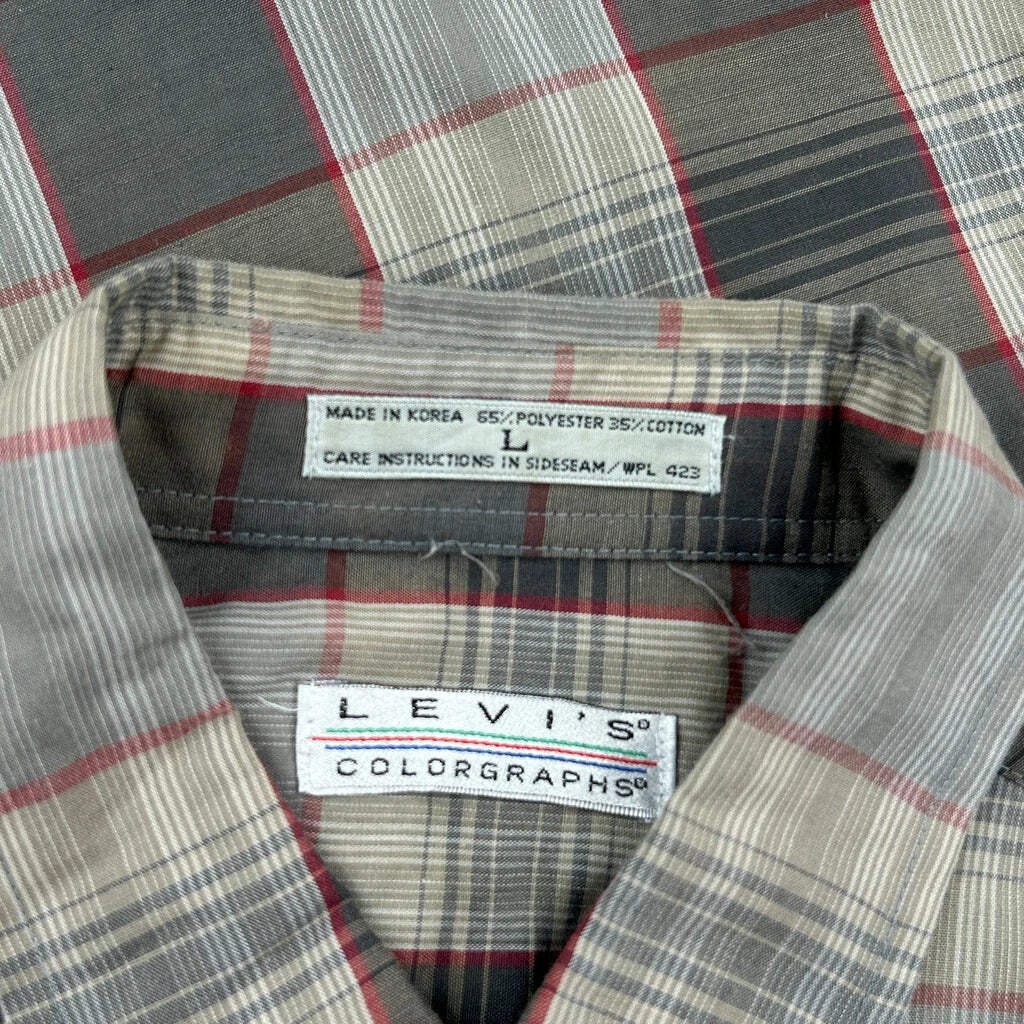 Levis Checked Patterned Shirt - Large Gray Polyes… - image 3